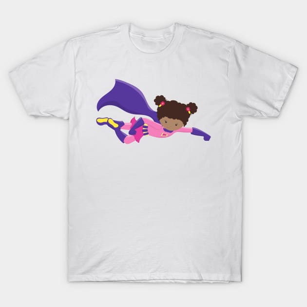 African American Girl, Cape, Superhero Girl T-Shirt by Jelena Dunčević